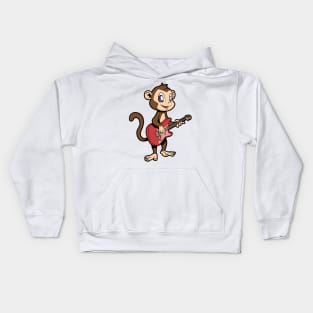 Cartoon monkey playing electric guitar Kids Hoodie